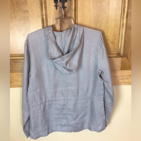 ST. Tropez linen women’s M taupe front zip hooded jacket. - Picture 4 of 9